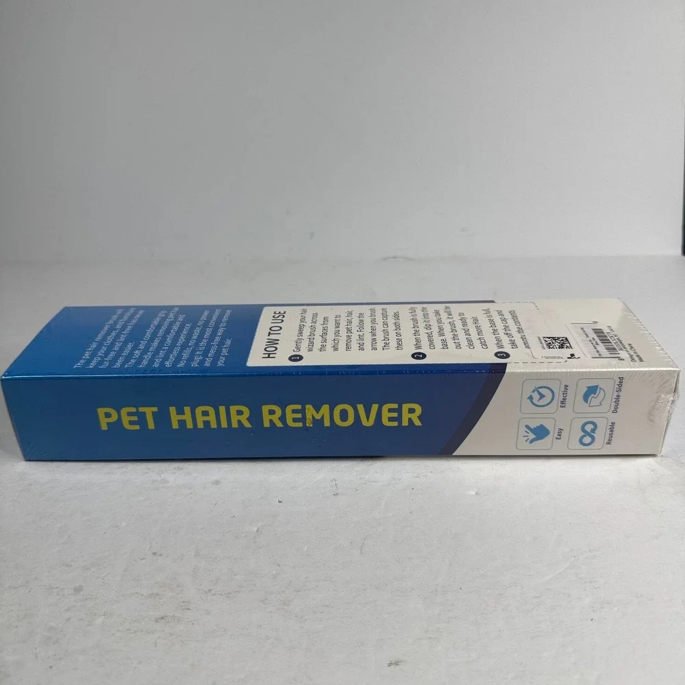Brellavi Pet Hair Remover Reusable Double Sided Brush Self Cleaning Base Blue